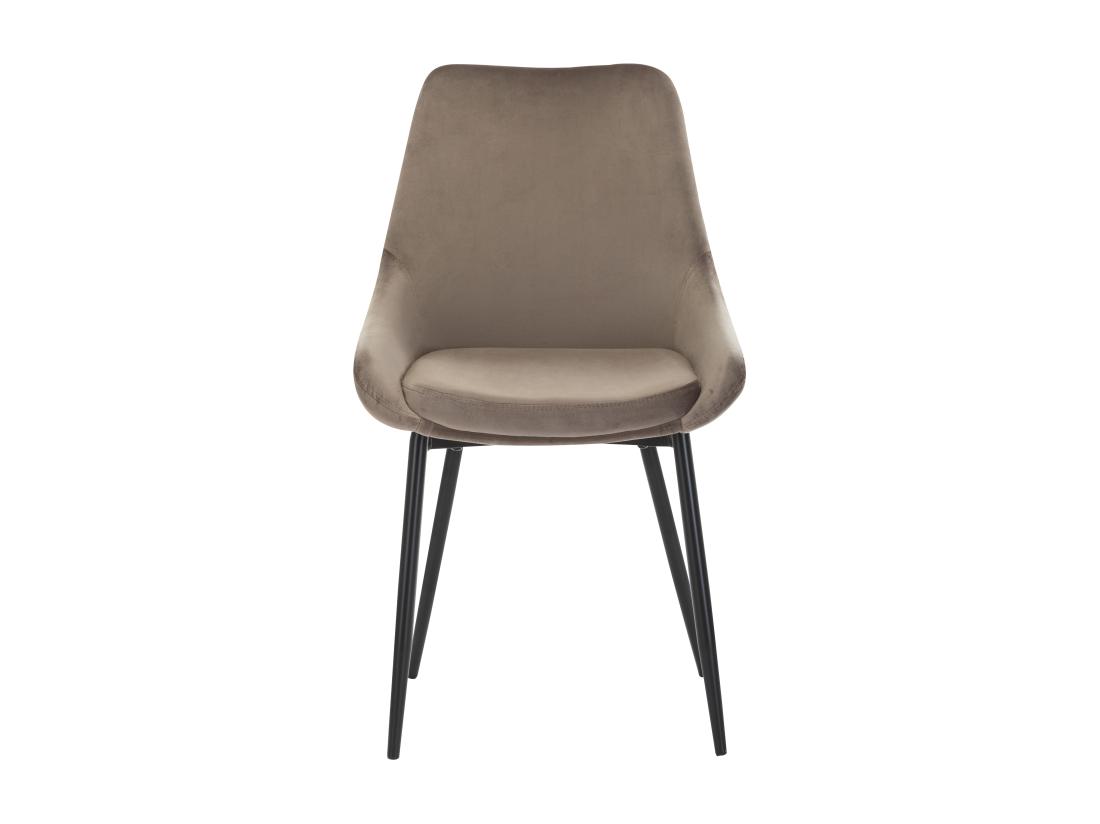 Vente Unique Lot De 2 Chaises - Velours Et Métal Noir - Taupe - MASURIE