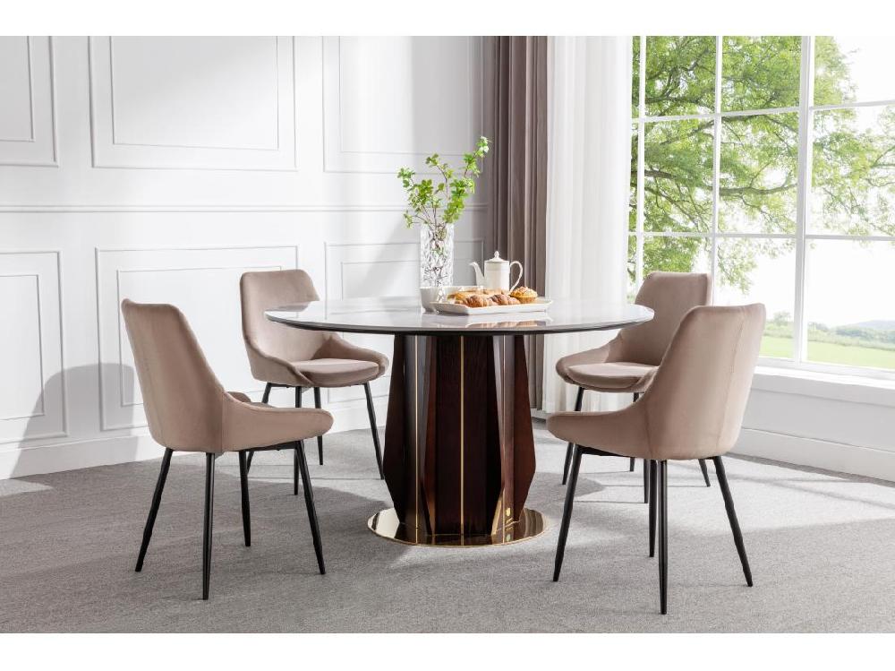 vente unique Lot de 2 chaises - Velours et métal noir - Taupe - MASURIE