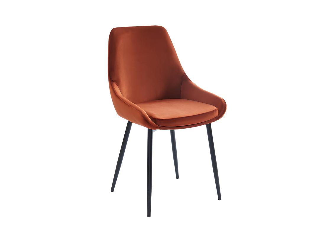 Vente Unique Lot De 2 Chaises - Velours Et Métal Noir - Terracotta - MASURIE