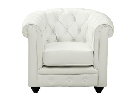 Vente Unique Lot De 2 Fauteuils CHESTERFIELD - Simili Blanc