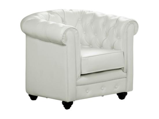 Vente Unique Lot De 2 Fauteuils CHESTERFIELD - Simili Blanc