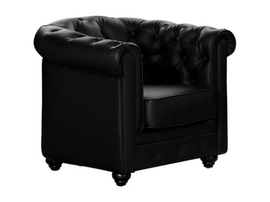 Vente Unique Lot De 2 Fauteuils CHESTERFIELD - Simili Noir