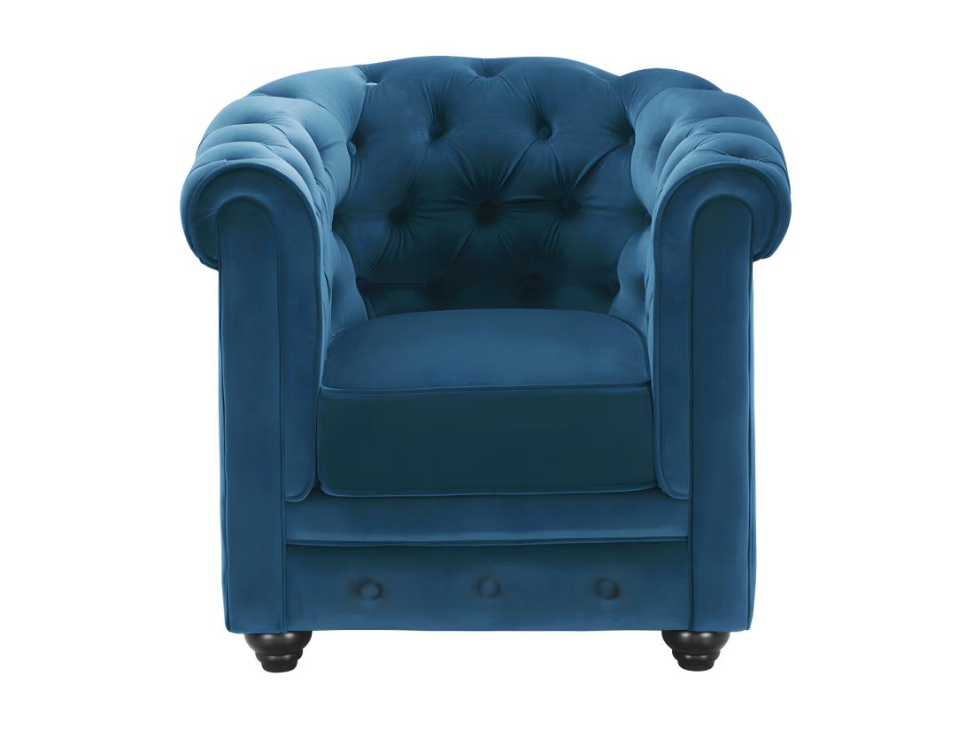 Vente Unique Lot De 2 Fauteuils CHESTERFIELD - Velours Bleu Canard