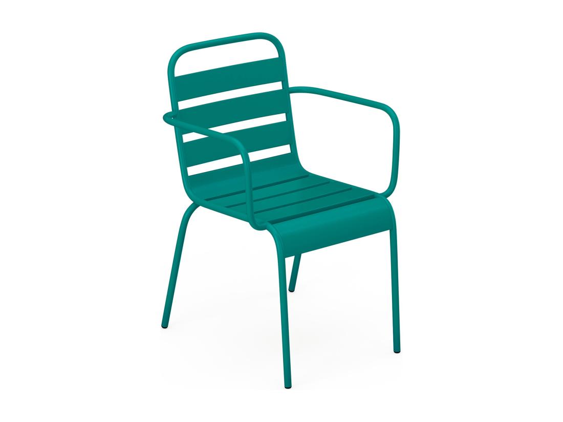 Vente Unique Lot De 2 Fauteuils De Jardin Empilables En Métal - Bleu Canard - MIRMANDE De MYLIA