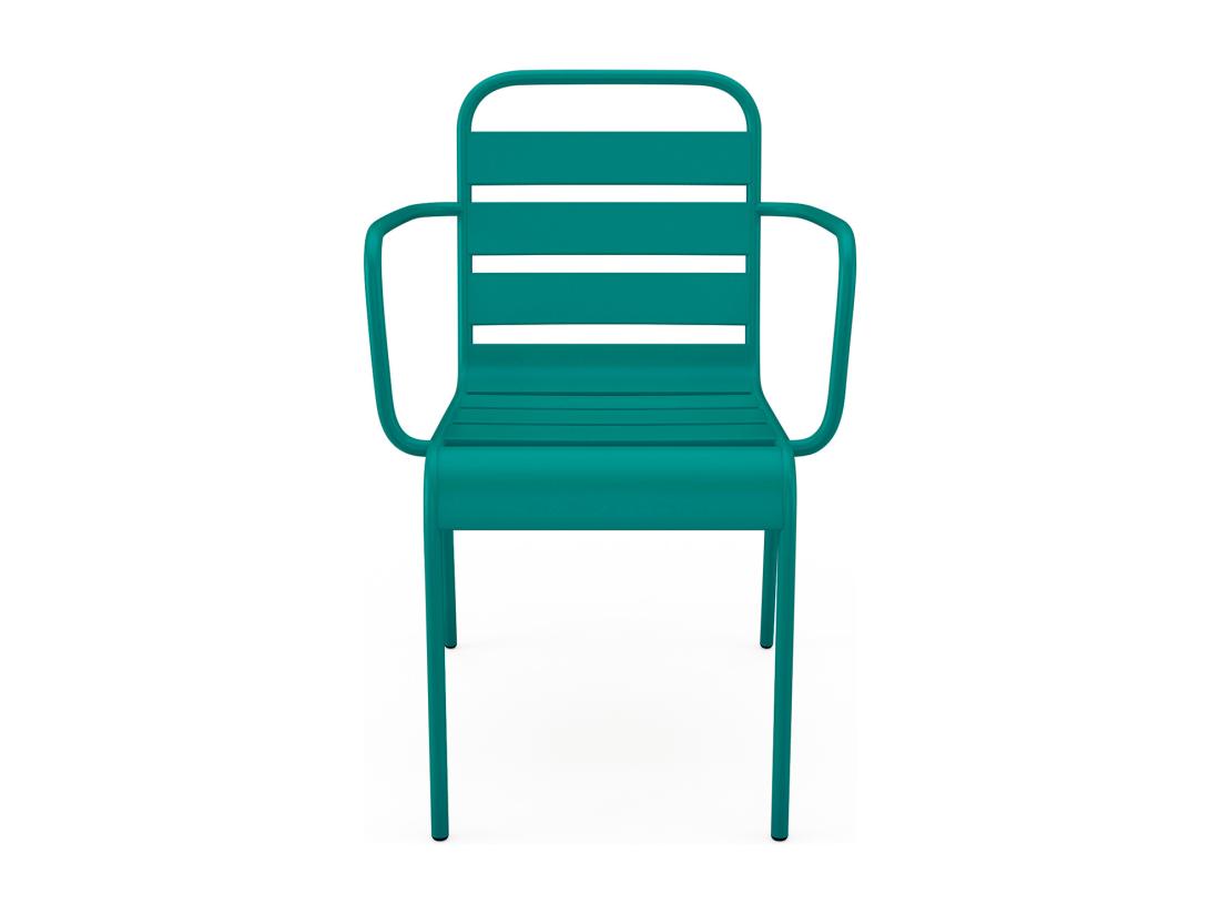 Vente Unique Lot De 2 Fauteuils De Jardin Empilables En Métal - Bleu Canard - MIRMANDE De MYLIA