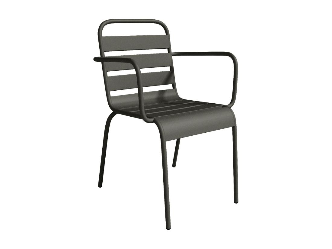 Vente Unique Lot De 2 Fauteuils De Jardin Empilables En Métal - Gris Anthracite - MIRMANDE De MYLIA