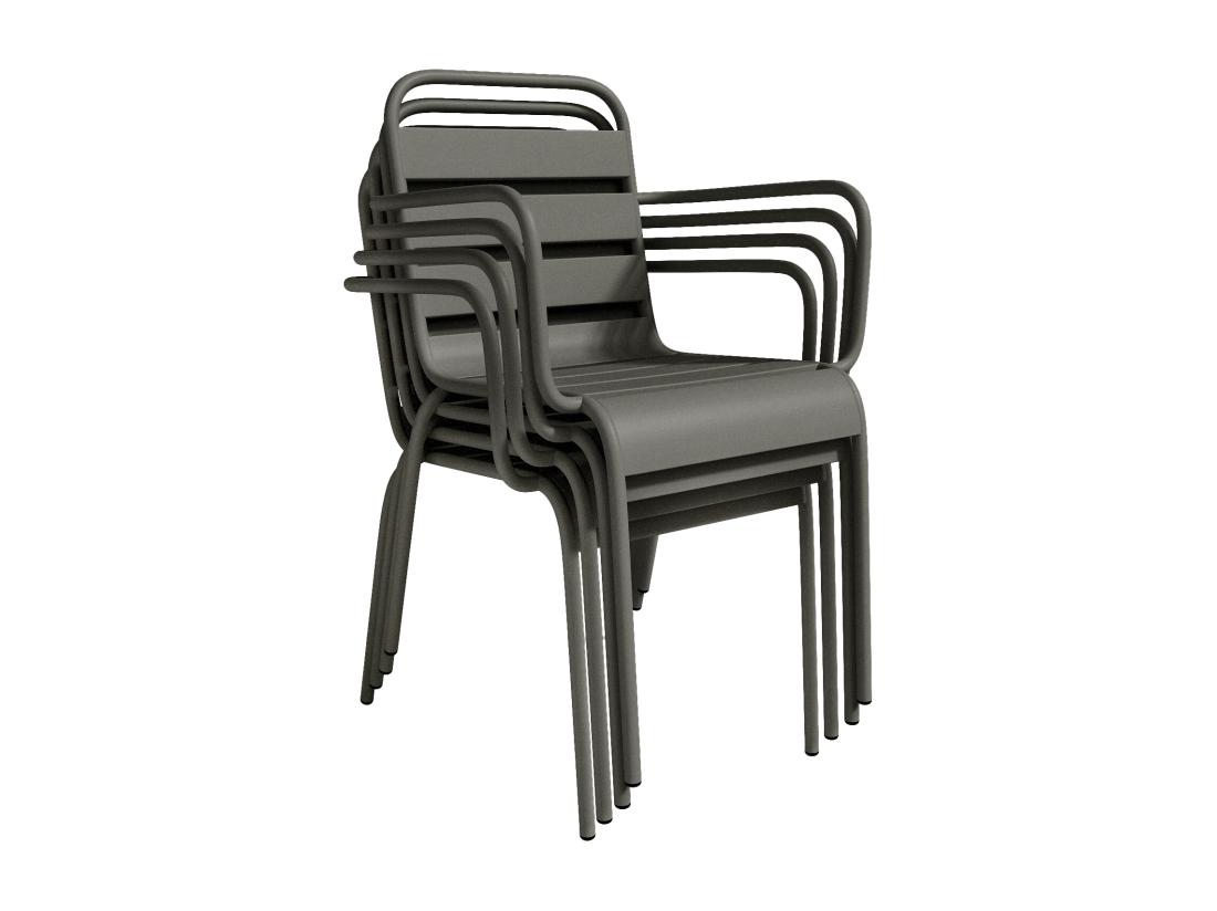 Vente Unique Lot De 2 Fauteuils De Jardin Empilables En Métal - Gris Anthracite - MIRMANDE De MYLIA