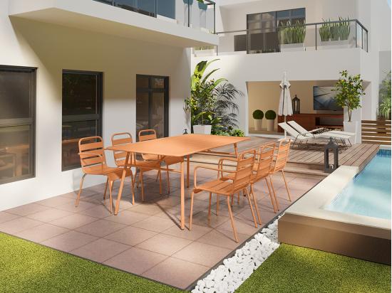 Vente Unique Lot De 2 Fauteuils De Jardin Empilables En Métal - Orange Clair - MIRMANDE De MYLIA