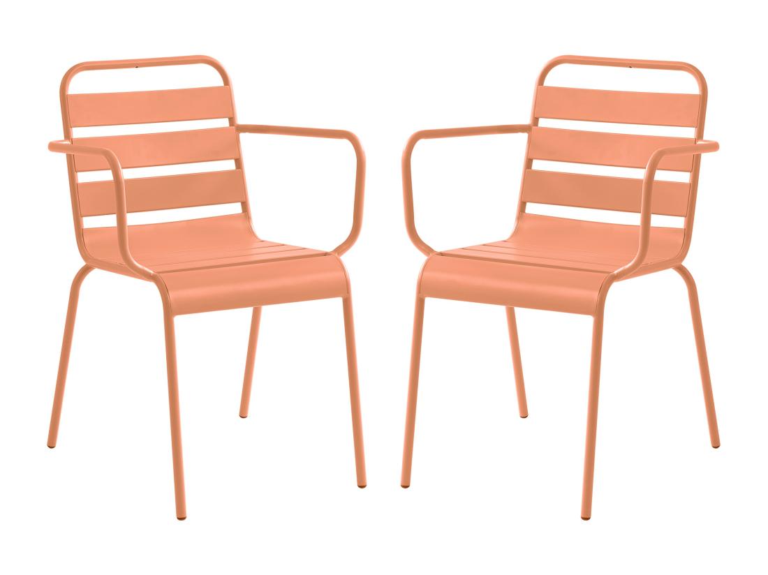 vente unique Lot de 2 fauteuils de jardin empilables en métal - Orange clair - MIRMANDE de MYLIA