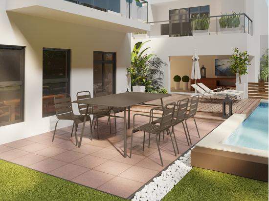 Vente Unique Lot De 2 Fauteuils De Jardin Empilables En Métal - Taupe - MIRMANDE De MYLIA