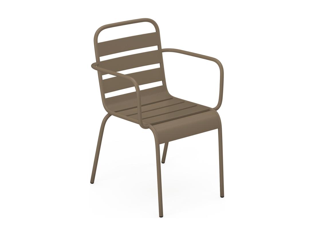 Vente Unique Lot De 2 Fauteuils De Jardin Empilables En Métal - Taupe - MIRMANDE De MYLIA