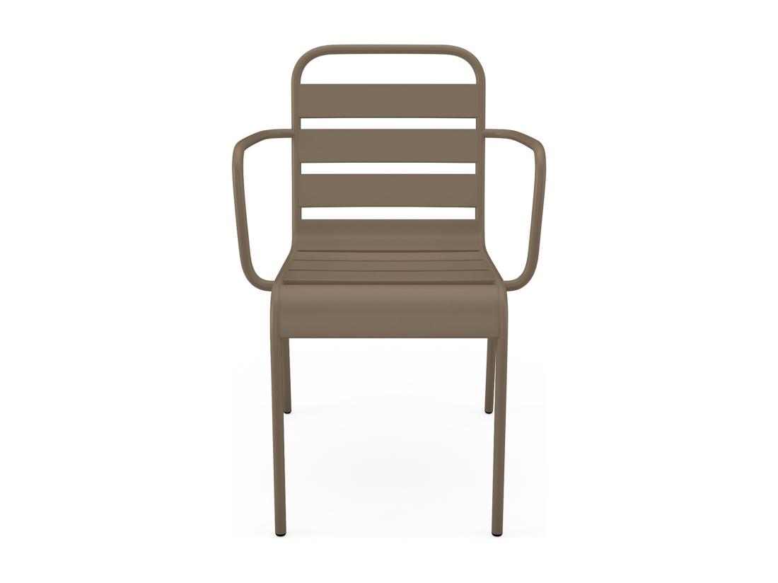 Vente Unique Lot De 2 Fauteuils De Jardin Empilables En Métal - Taupe - MIRMANDE De MYLIA