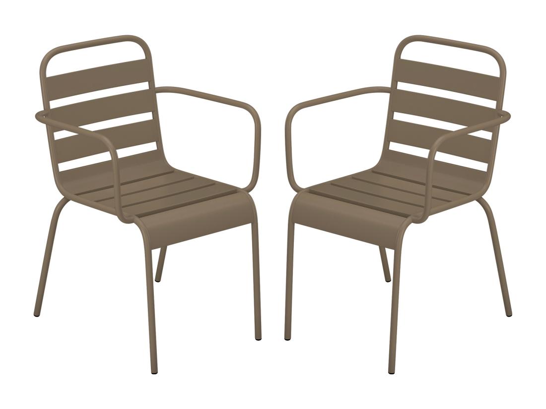 vente unique Lot de 2 fauteuils de jardin empilables en métal - Taupe - MIRMANDE de MYLIA