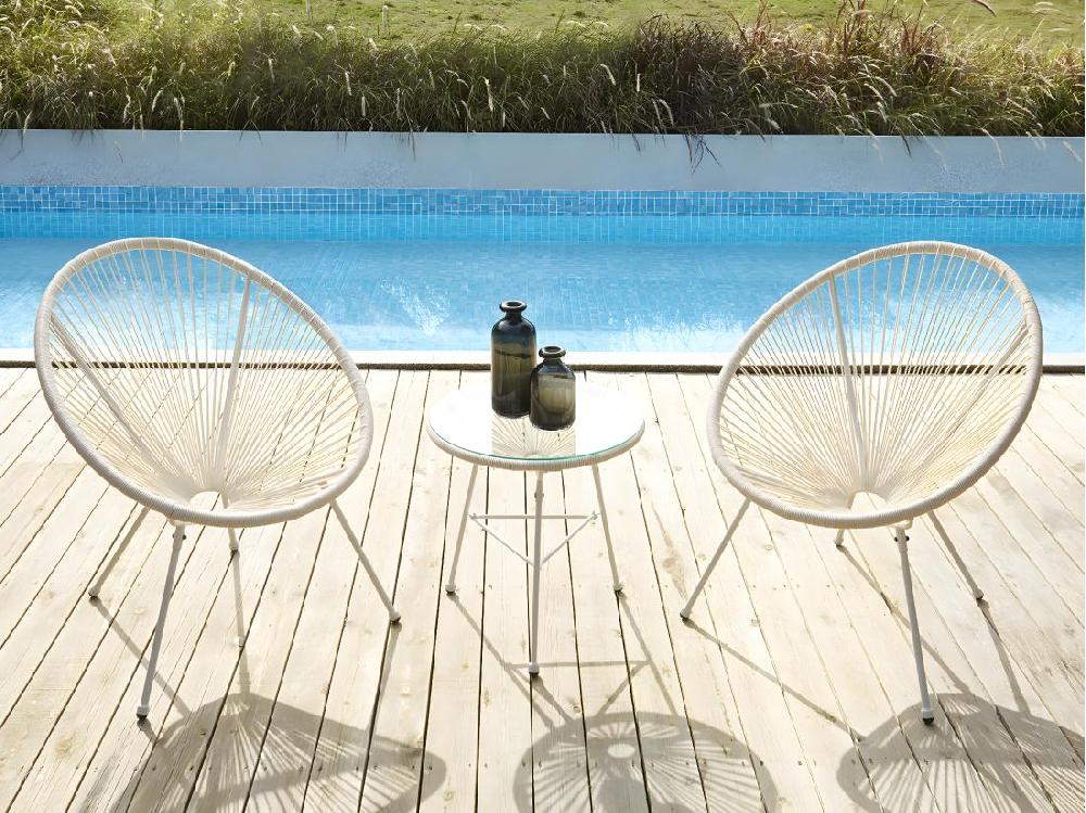 Vente Unique Lot De 2 Fauteuils De Jardin En Fils De Résine Tressés - Blanc - ALIOS III De MYLIA