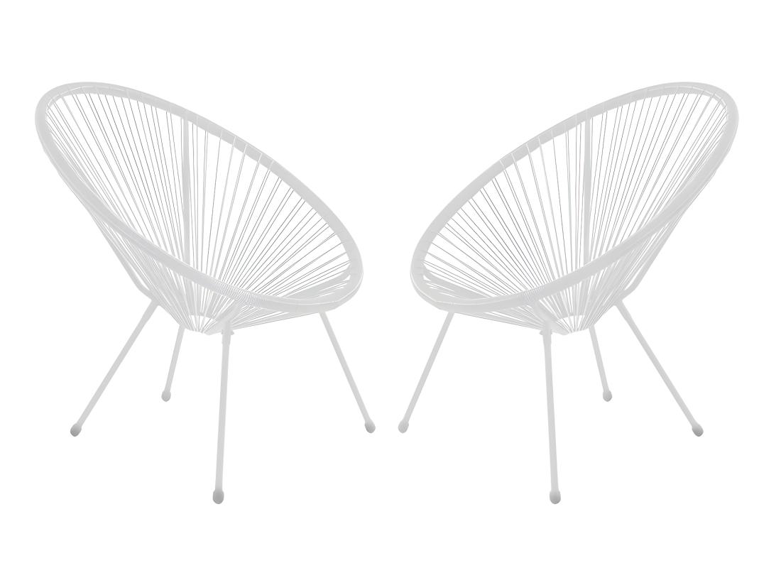 vente unique Lot de 2 fauteuils de jardin en fils de résine tressés - Blanc - ALIOS III de MYLIA