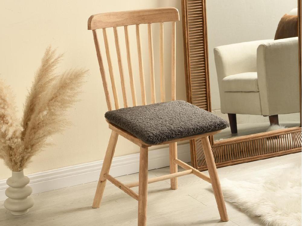 vente unique Lot de 2 galettes de chaise en tissu bouclette - 40 x 40 cm - Gris anthracite - LYSAMA