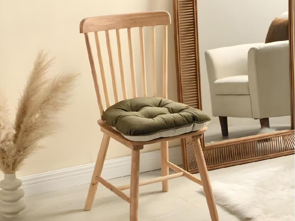 Vente Unique Lot De 2 Galettes De Chaise Matelassées Réversibles - 40 X 40 Cm - Vert Kaki Et Gris Clair - DOLASO