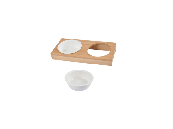 vente unique Lot de 2 Gamelles Chien & Chat "Bambou" 29cm Blanc