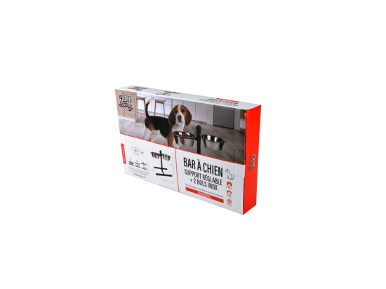 Vente Unique Lot De 2 Gamelles Pour Chien "Réglable" 46cm Argent