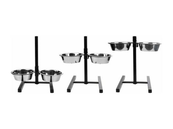 Vente Unique Lot De 2 Gamelles Pour Chien "Réglable" 46cm Argent