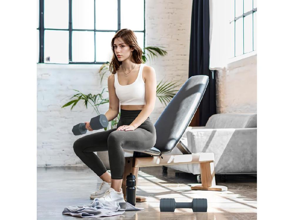 Vente Unique Lot De 2 Haltères Réglables Hexagonales Avec Poignée Antidérapante Pour L'entraînement à Domicile 2 X 2.5kg Gris