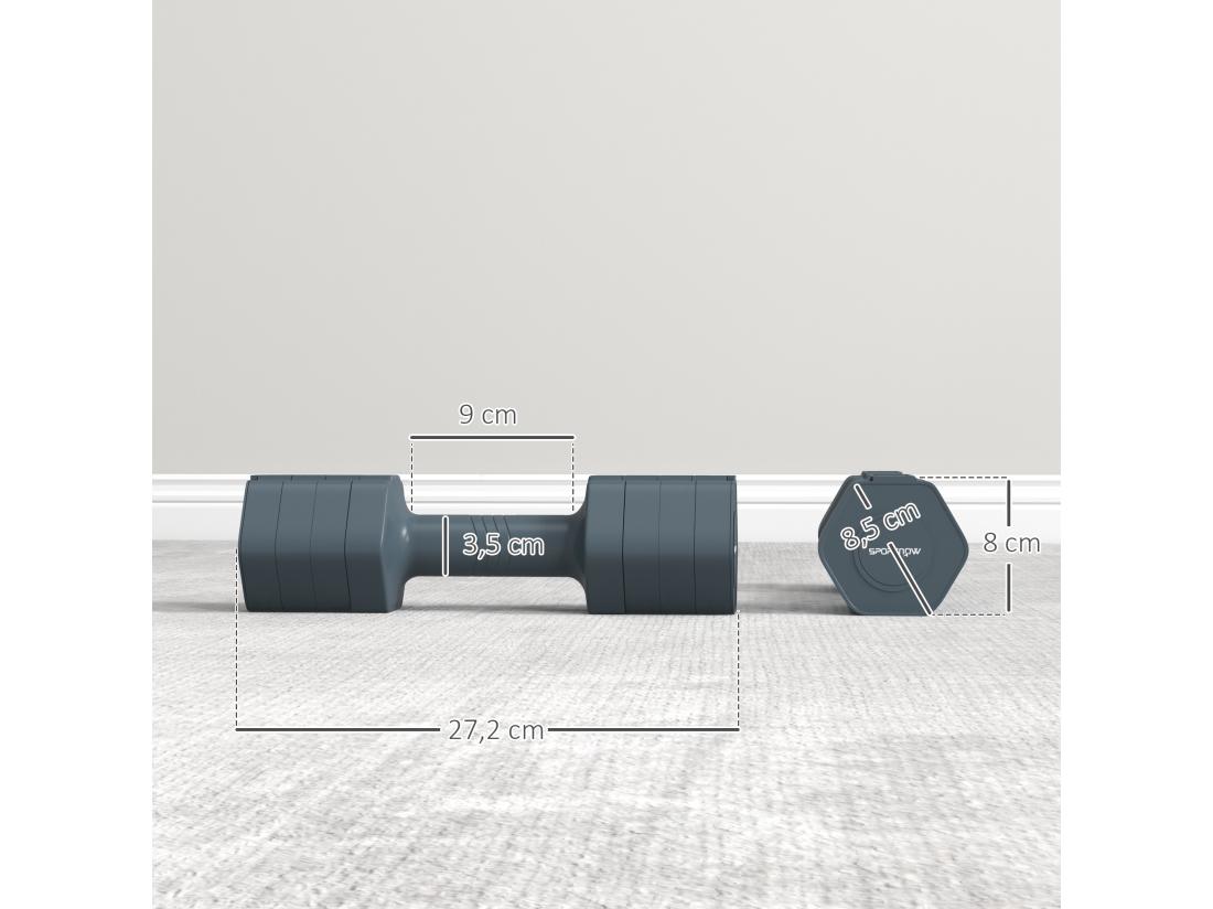Vente Unique Lot De 2 Haltères Réglables Hexagonales Avec Poignée Antidérapante Pour L'entraînement à Domicile 2 X 2.5kg Gris