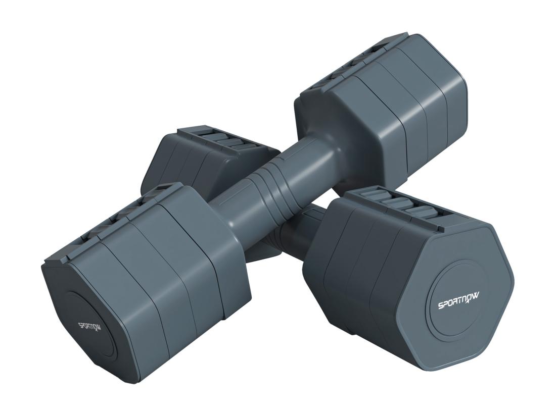 vente unique Lot de 2 haltères réglables hexagonales avec poignée antidérapante pour l'entraînement à domicile 2 x 2.5kg gris