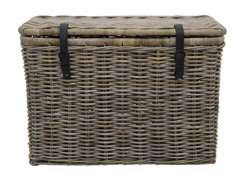 Vente Unique Lot De 2 Malles En Kubu NEFTA - L80 X P45 X H55 Cm Et L70 X P35 X H45 Cm - Gris Naturel