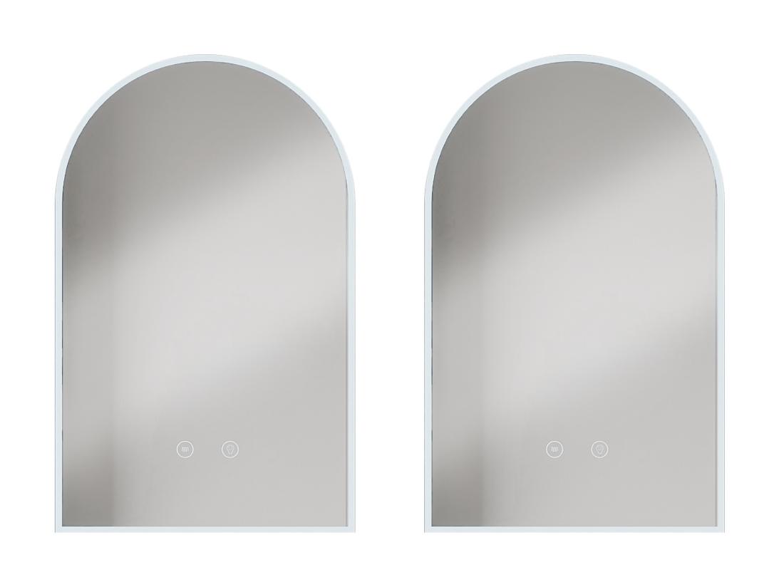 Vente Unique Lot De 2 Miroirs De Salle De Bain En Arche Anti Buée Avec Leds - L50 X H80 Cm - ARCADI