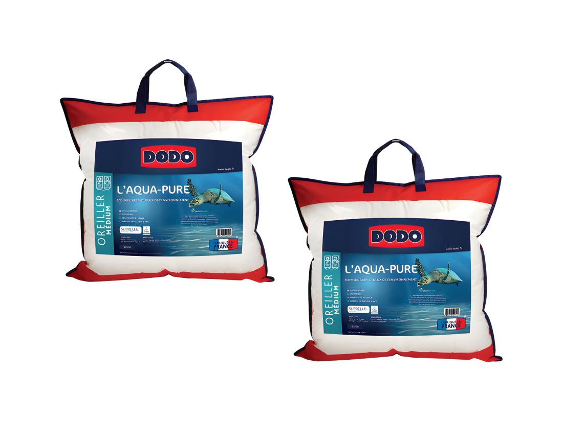 vente unique Lot de 2 oreillers DODO - Enveloppe 100% coton biologique - 60 x 60 cm - AQUA-PURE
