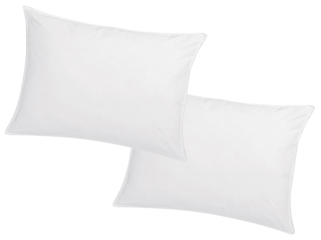 vente unique Lot de 2 oreillers mémoire de forme mémofill 50 x 70 cm - Percale de coton - 91 fils/cm² - 750 gr - Blanc - AUXENCE