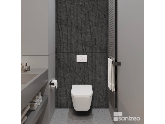 vente unique Lot de 2 Panneaux d'Habillage pour Douche et Baignoire L120*l120*0.4 cm effet effet pierre noire Manson by SANIZÉO