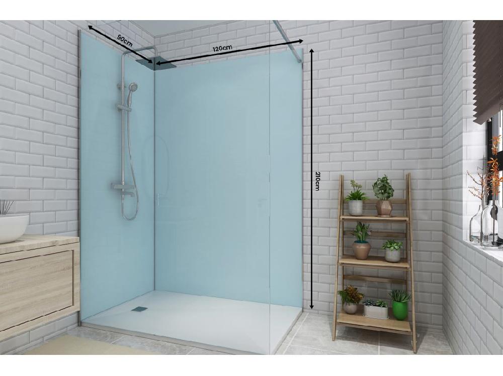 Vente Unique Lot De 2 Panneaux Muraux De Douche Bleu En Aluminium Avec Profilés - L90 X L120 X H210 Cm - ITZIAR