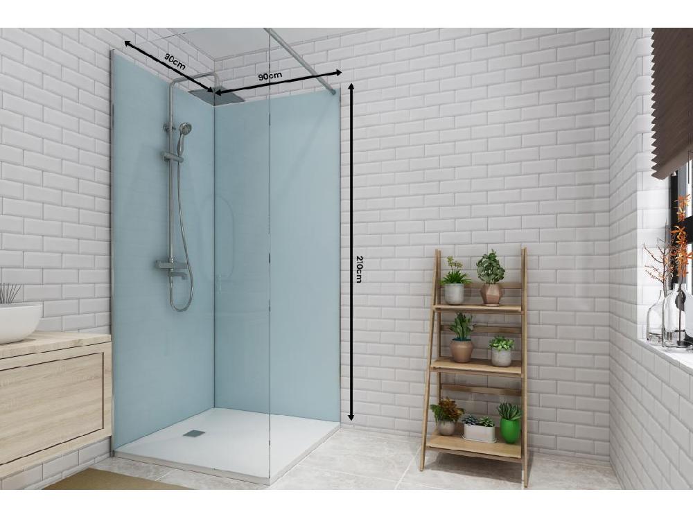 Vente Unique Lot De 2 Panneaux Muraux De Douche Bleu En Aluminium Avec Profilés - 2 X L90 X H210 Cm - ITZIAR