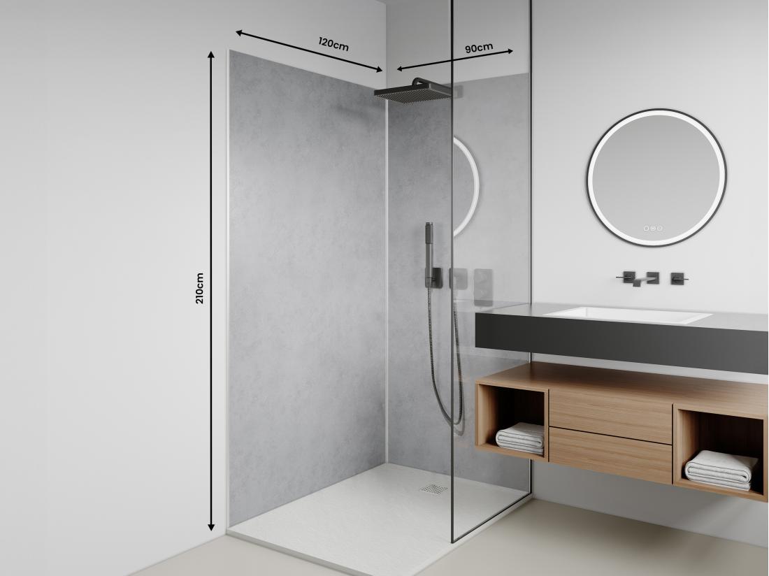 Vente Unique Lot De 2 Panneaux Muraux De Douche Effet Béton Ciré En Aluminium Avec Profilés - L90 X L120 X H210 Cm - ARFINO
