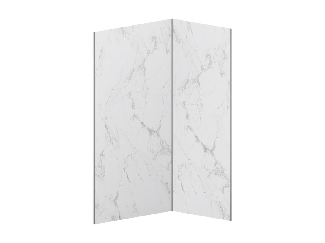 Vente Unique Lot De 2 Panneaux Muraux De Douche Effet Marbre Blanc En Aluminium Avec Profilés - L90 X L120 X H210 Cm - ENEKO