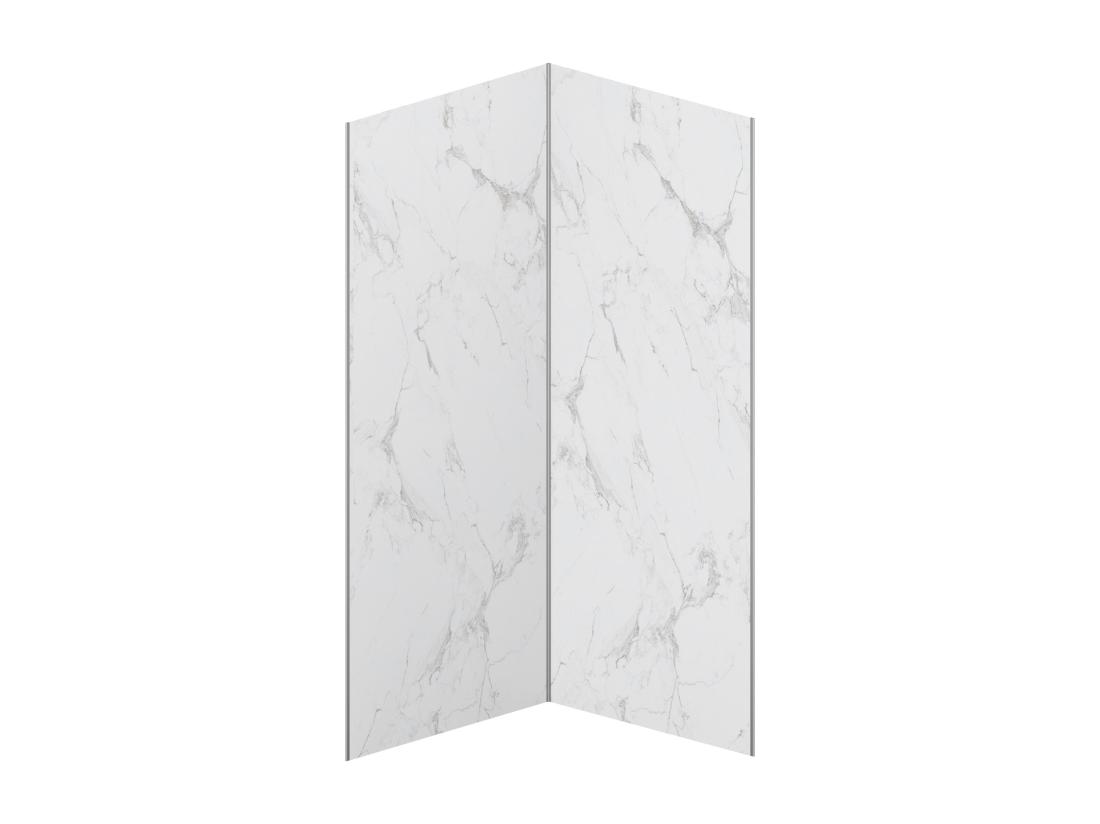 Vente Unique Lot De 2 Panneaux Muraux De Douche Effet Marbre Blanc En Aluminium Avec Profilés - 2 X L90 X H210 Cm - ENEKO