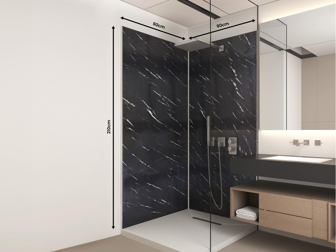 Vente Unique Lot De 2 Panneaux Muraux De Douche Effet Marbre En Aluminium Avec Profilés - 2 X L90 X H210 Cm ENEKO