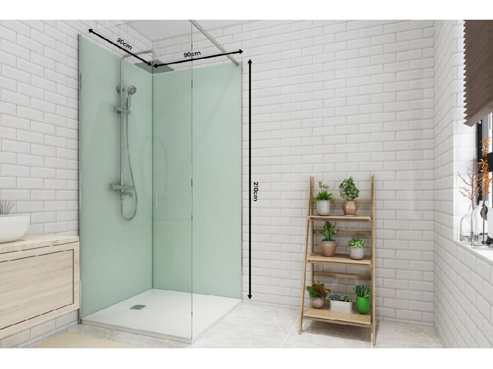 Vente Unique Lot De 2 Panneaux Muraux De Douche Vert Clair En Aluminium Avec Profilés - 2 X L90 X H210 Cm - ITZIAR