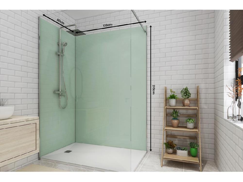 Vente Unique Lot De 2 Panneaux Muraux De Douche Vert Clair En Aluminium Avec Profilés - L90 X L120 X H210 Cm - ITZIAR