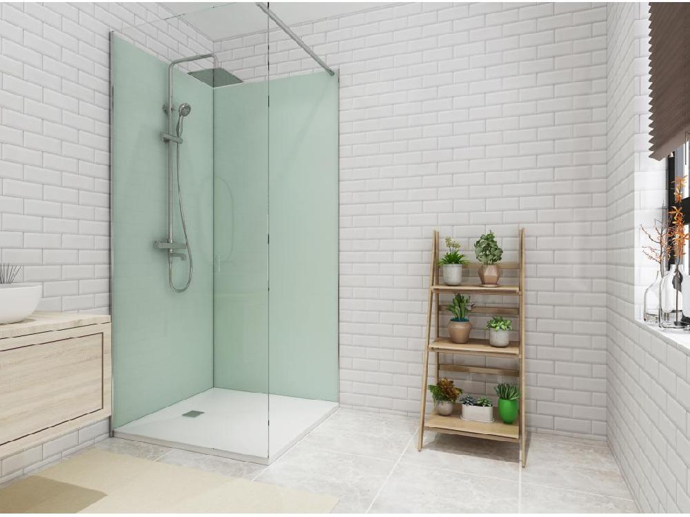 Vente Unique Lot De 2 Panneaux Muraux De Douche Vert Clair En Aluminium Avec Profilés - 2 X L90 X H210 Cm - ITZIAR
