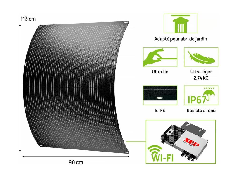 Vente Unique Lot De 2 Panneaux Solaire Plug And Play Flexible - 400w "Urban Center" - Noir
