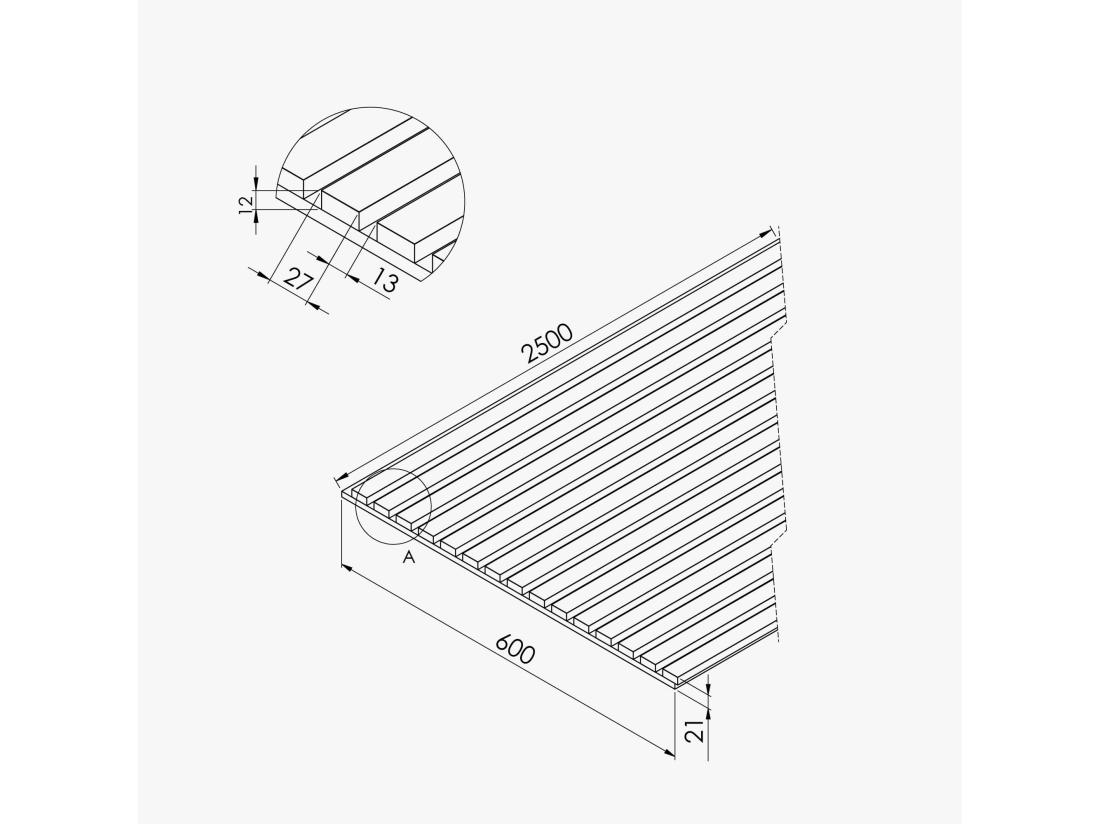 Vente Unique Lot De 2 Panneaux Tasseaux Bois - Chêne Feutre Blanc - 3 M² 2500 X 600 Mm Mon Marché Déco