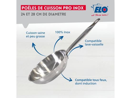 Vente Unique Lot De 2 Poêles Inox De 24 Cm Et 28 Cm Elo Profi Therm