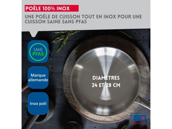 Vente Unique Lot De 2 Poêles Inox De 24 Cm Et 28 Cm Elo Profi Therm