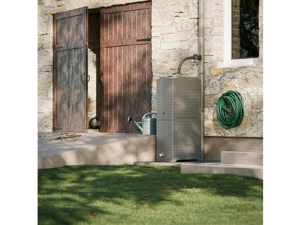 Vente Unique Lot De 2 Récupérateurs D'eau 126L + Kit De Jumelage Vertical