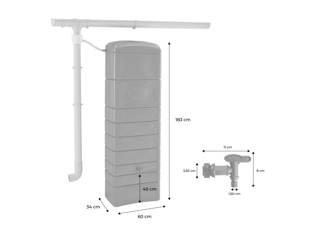 Vente Unique Lot De 2 Récupérateurs D'eau. Mural Chastang 300L Beige Avec Kit Raccord Chéneau Inclus