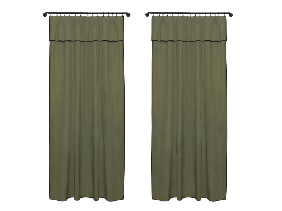 Vente Unique Lot De 2 Rideaux En Coton Et Lin - L. 140 X H. 280 Cm - Kaki - BORINA