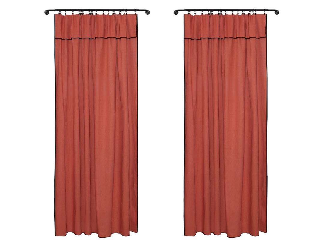 Vente Unique Lot De 2 Rideaux En Coton Et Lin - L. 140 X H. 280 Cm - Terracotta - BORINA