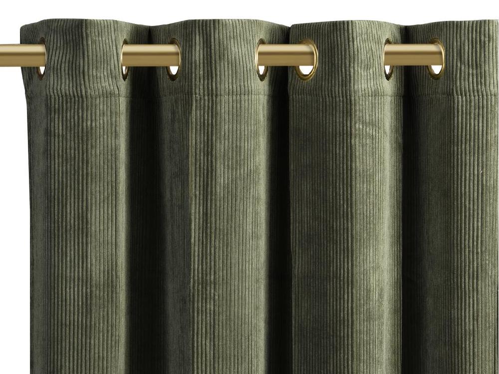 Vente Unique Lot De 2 Rideaux En Velours Côtelé - L. 140 X H. 260 Cm - Vert Kaki - ALIVIA